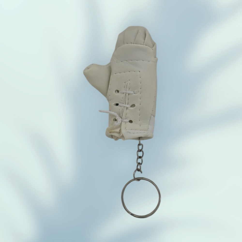 Sporty Mini Boxing Glove Keychain White/Silver - Picture 9 of 9